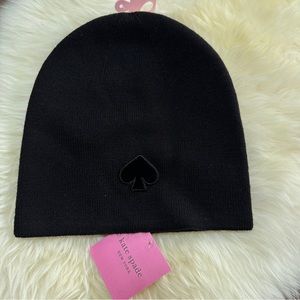 NEW Kate Spade New York Flocked Spade Beanie Black